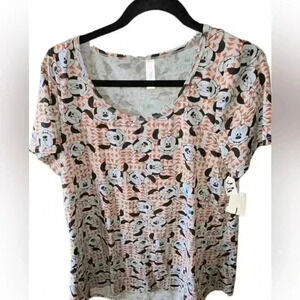 Lularoe Disney Large Minnie Mouse classic T. Heather grey with orange‎ & black.